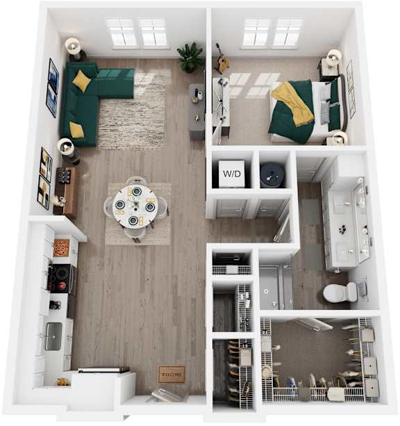 1 Bed 1 Bath Floor Plan | 788 Sq. Ft. at Artistry at Winterfield Apartments, Midlothian, Virginia