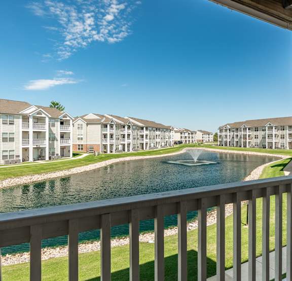 A large lake is surrounded by apartment buildings Mallard Bay Apartments, Crown Point, Indiana, 46307