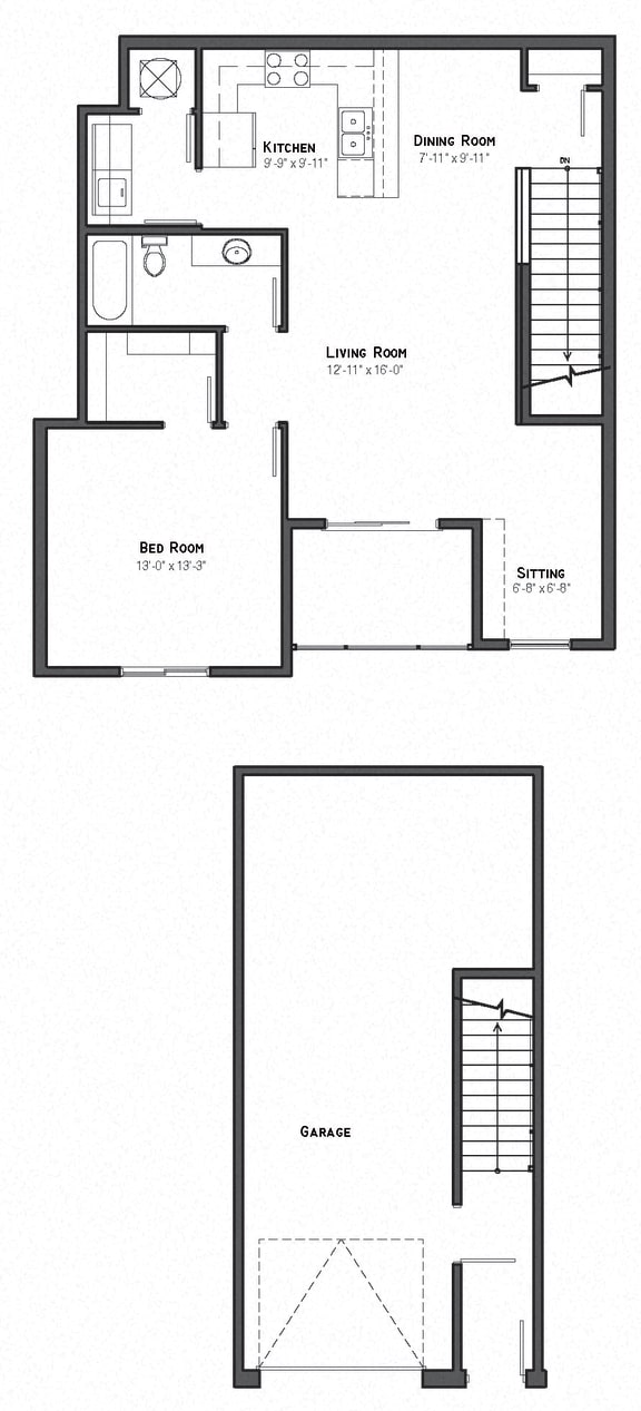 Unit D floor plan-The Villas at Falling Waters