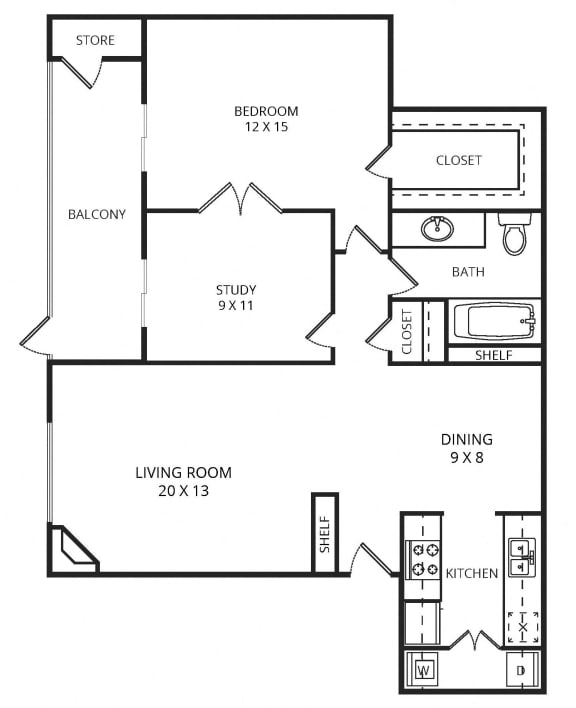 Sunflower 1 Bed 1 Bath 868 Sq Ft at Garden Gate, Texas