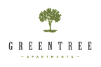 a logo for green tree apartments