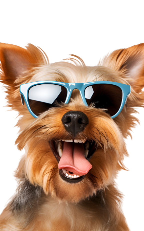 a group of dogs wearing sunglasses and