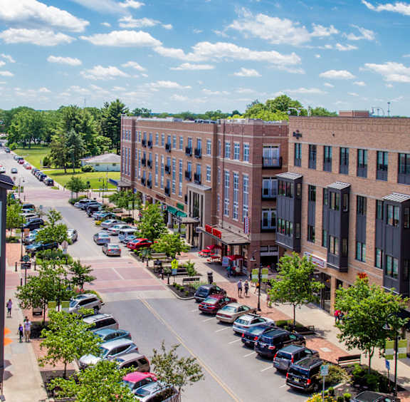 Roof view of street at The Foundry Apartments, South Bend, IN