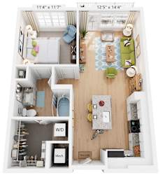 Allatoona Floor Plan 1 Bed, 1 Bath 705 Sq. Ft. at The Quincy Apartments, GA