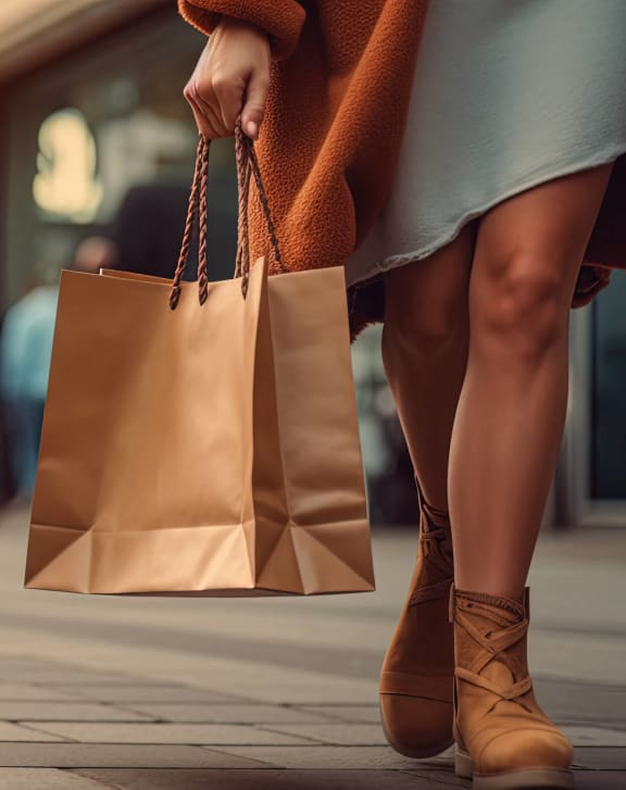 two women walking down the street with shopping bags at Shenandoah Properties in Lafayette, IN 47905