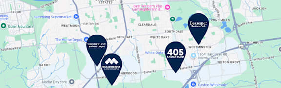 A map with various locations marked with numbers and icons.