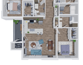 K02 Floor Plan at The Landing Apartments, Indianapolis, 46234