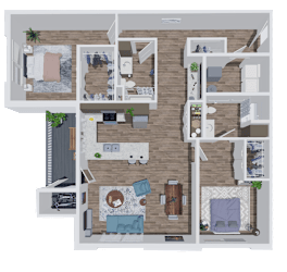 K02 Floor Plan at The Landing Apartments, Indianapolis, 46234