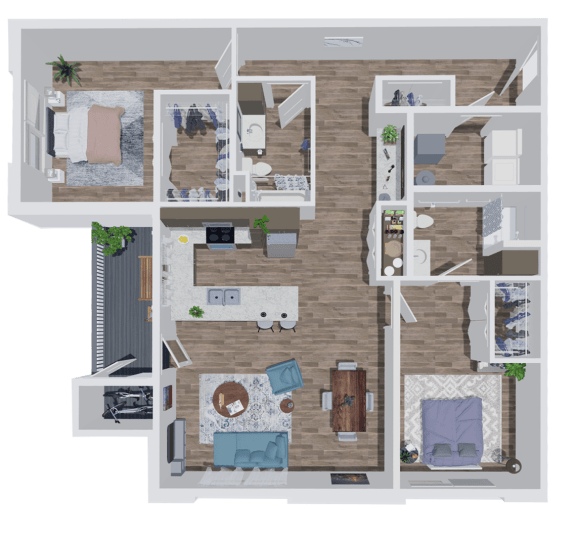 K02 Floor Plan at The Landing Apartments, Indianapolis, 46234