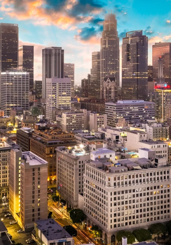a view of the city at night