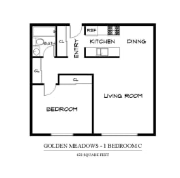  Floor Plan One Bedroom C