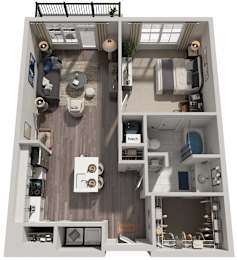 1 Bed 1 Bath Floor Plan | 828 Sq. Ft. at The Flats at Southlawn Apartments, GA 30046