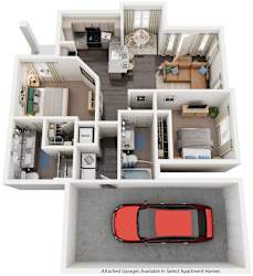 2 Bed 2 Bath Floor Plan | 1,101 Sq. Ft. at Promenade at Newnan Crossing in Newnan, GA