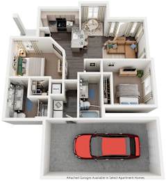 2 Bed 2 Bath Floor Plan | 1,101 Sq. Ft. at Promenade at Newnan Crossing in Newnan, GA