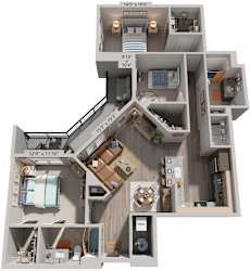3 Bed 2 Bath Floor Plan | 1,340 Sq. Ft. at Rivergate in Woodbridge, 22191