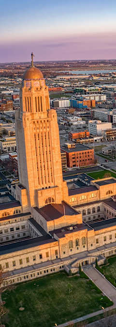 an aerial view and the tower of the main building at Parkhaus Apartments, Lincoln