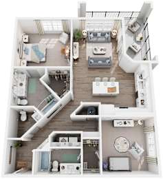 2 Bed 2 Bath Floor Plan | 1,237 Sq. Ft. at Canopy at Ginter Park Apartments in Richmond, VA