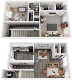 2 Bed 2.5 Bath Floor Plan | 1,157 Sq. Ft. at Woodwinds, Aiken, South Carolina