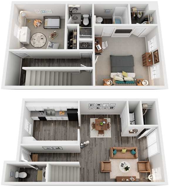 2 Bed 2.5 Bath Floor Plan | 1,157 Sq. Ft. at Woodwinds, Aiken, South Carolina