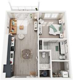 1 Bed 1 Bath Floor Plan | 864 Sq. Ft. at Lyric at Norton Commons Apartments, Prospect, Kentucky