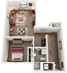 1 Bed 1 Bath Floor Plan | 703 Sq. Ft. at Mayton Transfer Lofts in VA 23803