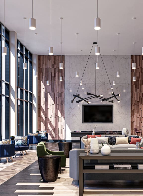a rendering of the lobby at the loews philadelphia hotel