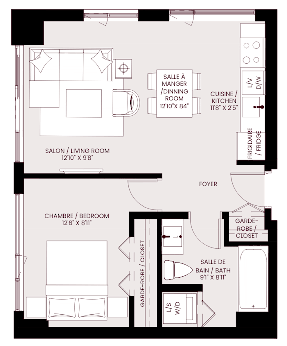 bedroom floor plan of the residence 920 sq ft