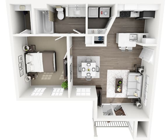 Lexington Farms A1  - 1 bed 1 bath - 3D