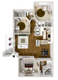 Magnolia Manor 3 bed 2 bath Floor Plan | 1,370 Sq. Ft. at Ashford Place Apartment Homes, Flowood, MS 39232