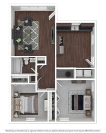 a floor plan of a 1 bedroom apartment at Stonebrook of Franklin, Franklin
