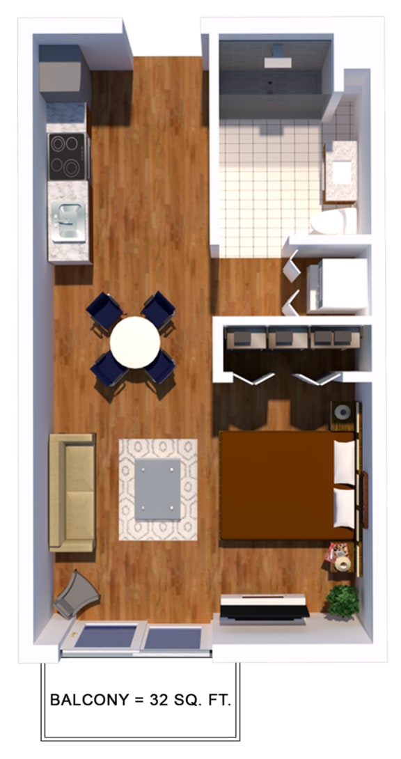 Floor Plan  Studio 1 bath floor plan L at Douglas Enclave - Opening February 2023, Miami