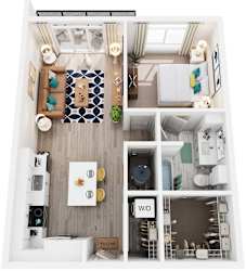 1 Bed 1 Bath Floor Plan | 802 Sq. Ft. at Vista Brooklynn Apartments, in Jacksonville, 32202