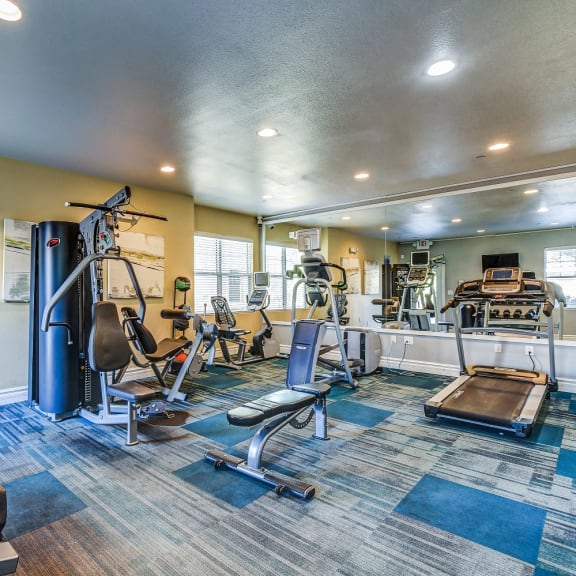 the gym at the preserve at polk apartments
