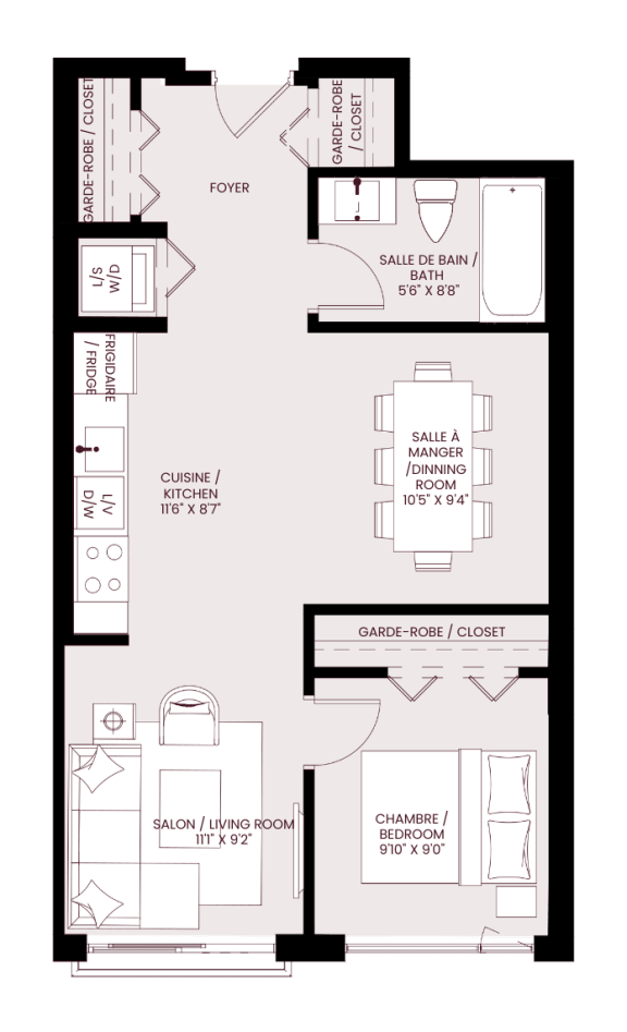 bedroom floor plan of the residence 920 sq ft