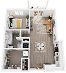1 Bed 1 Bath Floor Plan | 810 Sq. Ft.
