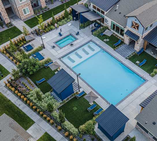 Aerial View of Pool and Hot Tub at Parc on 5th