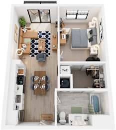 1 Bed 1 Bath Floor Plan | 788-799 1 Bed 1 Bath Floor Plan | 788-799 Sq. Ft. at Tapestry West, Richmond, Virginia, 23230