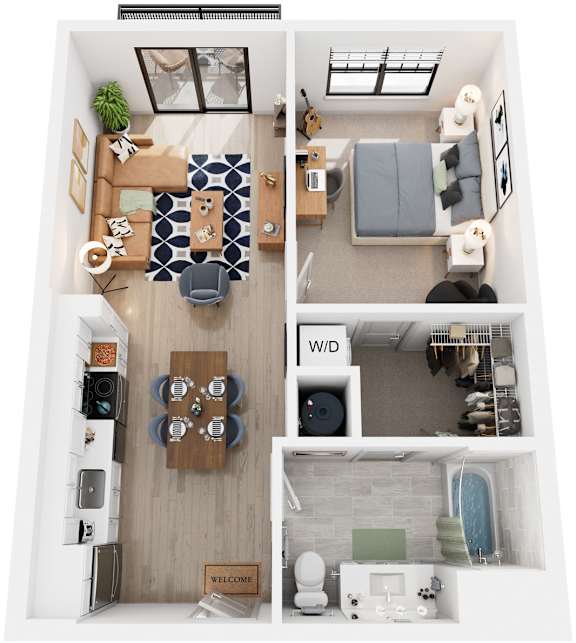1 Bed 1 Bath Floor Plan | 788-799 1 Bed 1 Bath Floor Plan | 788-799 Sq. Ft. at Tapestry West, Richmond, Virginia, 23230