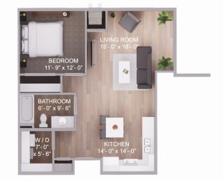  Floor Plan 1 Bedroom 1 Bath