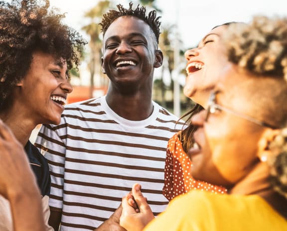 a group of people laughing at Chesapeake Ridge, Maryland