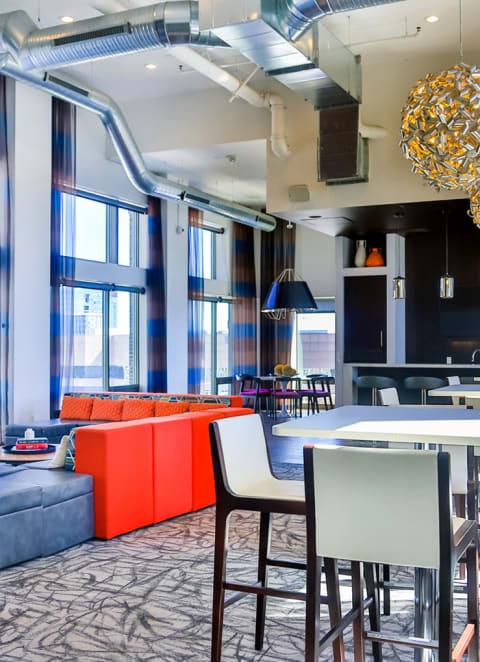 Clubroom with sitting area at Arcade Apartments, St Louis, Missouri