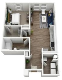 1 bed 1 bath floor plan B at Century Vista Palms, Orlando, Florida