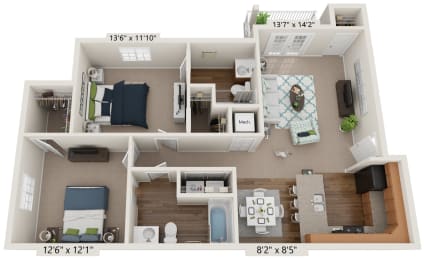 Ardmore King&#x27;s Grant Two Bedroom, Two Bathroom Floor Plan