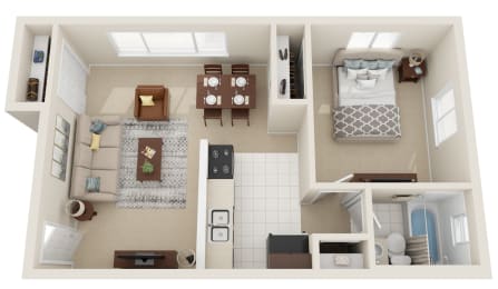 Hillvista one bedroom apartment floor plan