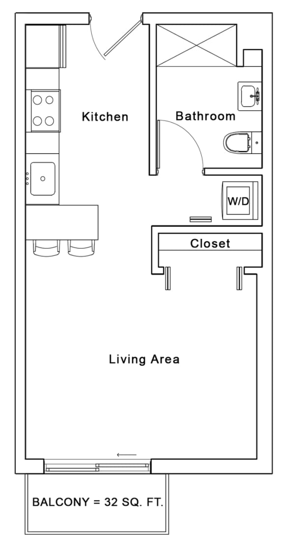 Studio 1 bath floor plan Mat Douglas Enclave - Opening February 2023, Florida