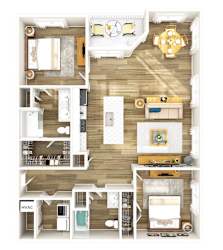 250 West Apartments in Florence, South Carolina Two Bedroom Floor Plan