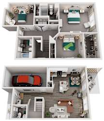 3 Bed 2.5 Bath Floor Plan | 1,440 Sq. Ft. at Brighton Townhomes in Acworth, Georgia