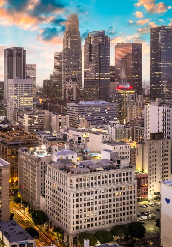 a view of the city at night