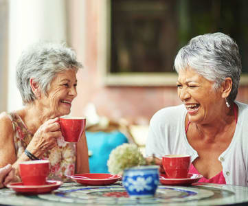 Elderly Women Having a Hot Drink