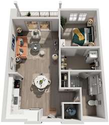1 Bed 1 Bath Floor Plan | 685 Sq. Ft. at Artistry at Winterfield Apartments, VA 23112